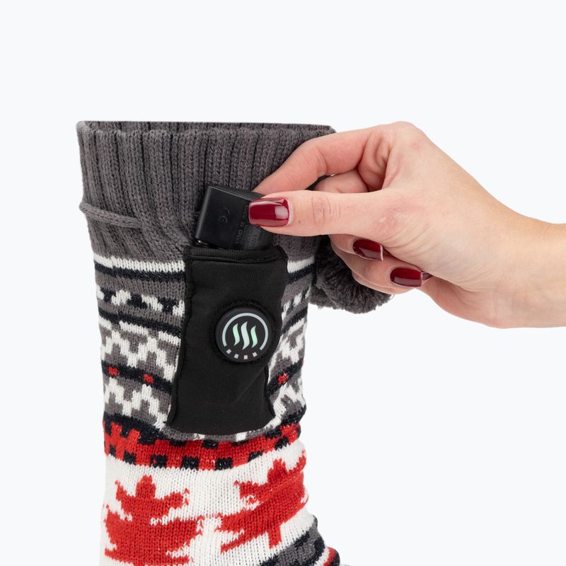 Vyhřívané pantofle s ponožkami  Glovii GOB bílé/červené/šedé 5