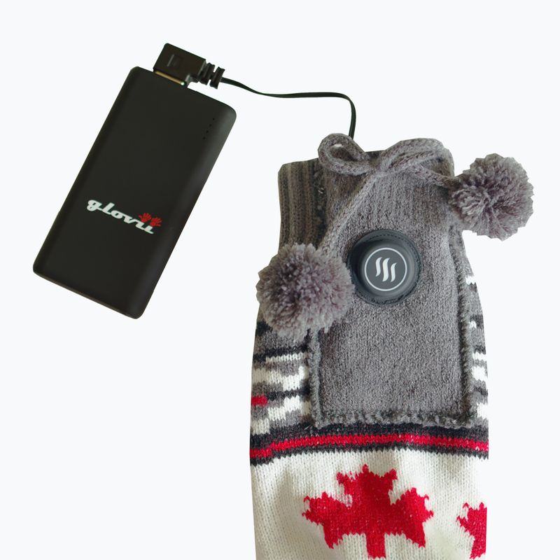 Vyhřívané pantofle s ponožkami  Glovii GQ4 bílé/červené/šedé 7