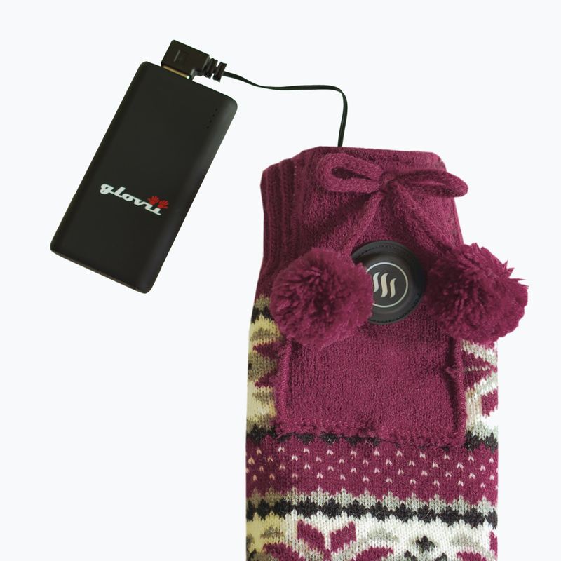 Vyhřívané pantofle s ponožkami  Glovii GQ5 bílé/červené/šedé 7