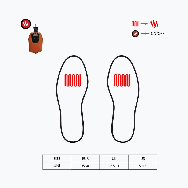 Vyhřívané vložky do lyžařských bot Glovii GW4U černé/červené 9