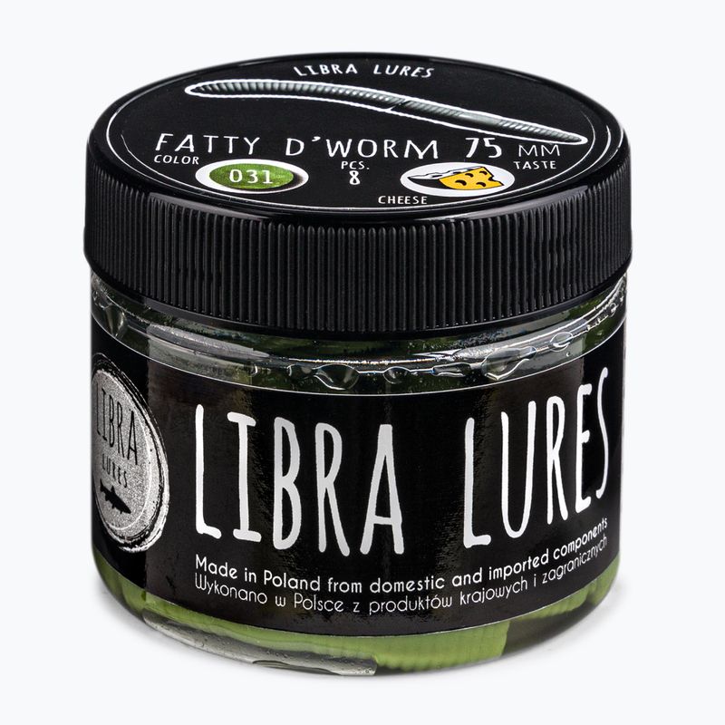 Libra Lures Fatty D'Worm Cheese 8 ks. Olive FATTYDWORMK75