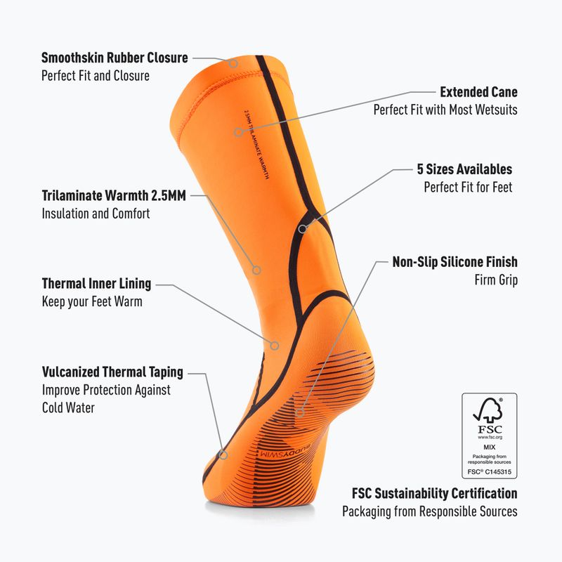 Neoprénové ponožky BuddySwim Trilaminate Warmth 2,5 mm orange 2