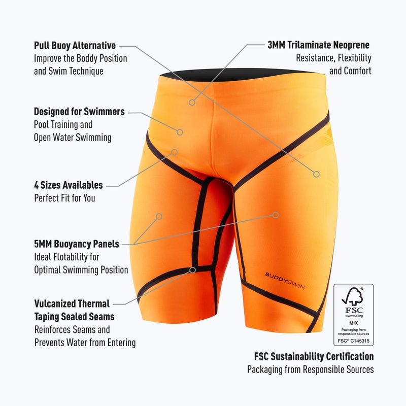 Neoprenové šortky BuddySwim Floating Trilaminate Warmth 5/3 mm orange 2