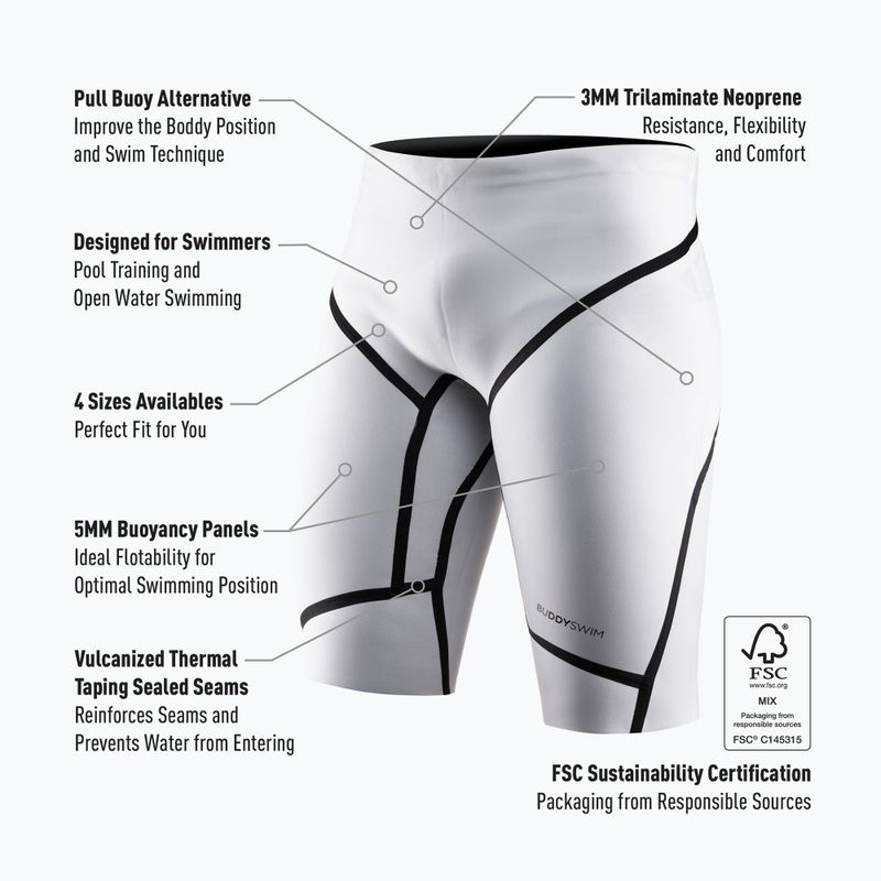 Neoprenové šortky BuddySwim Floating Trilaminate Warmth 5/3 mm white 3