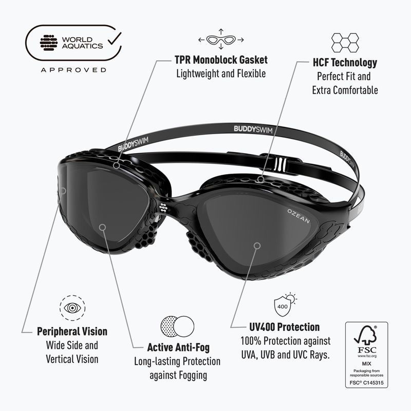 Plavecké brýle BuddySwim Ozean black / smoke 5