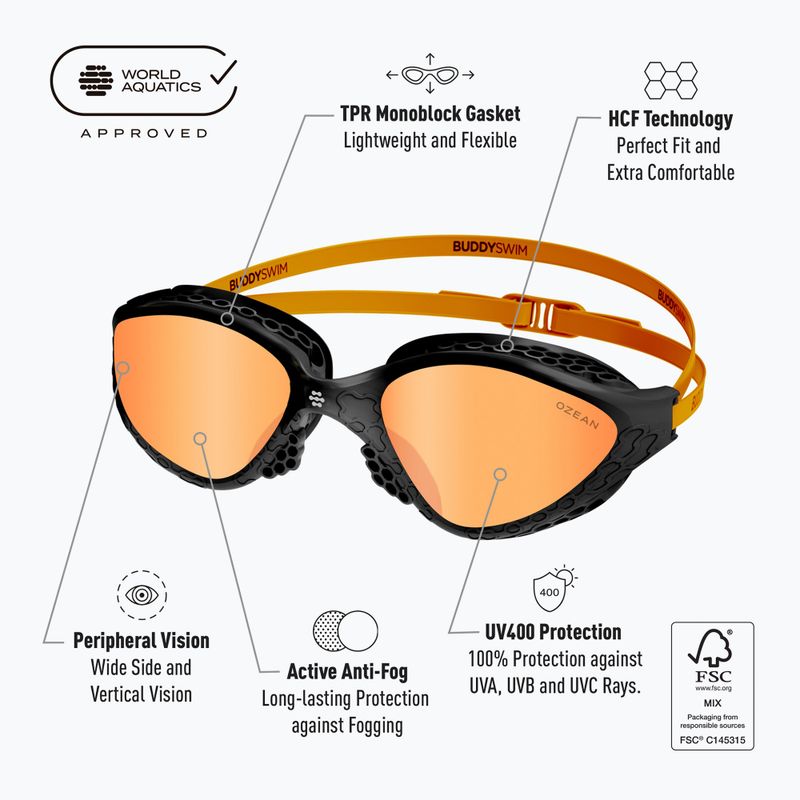 Plavecké brýle BuddySwim Ozean black/orange/orange 8