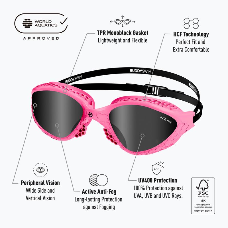 Plavecké brýle BuddySwim Ozean pink/black/smoke 7