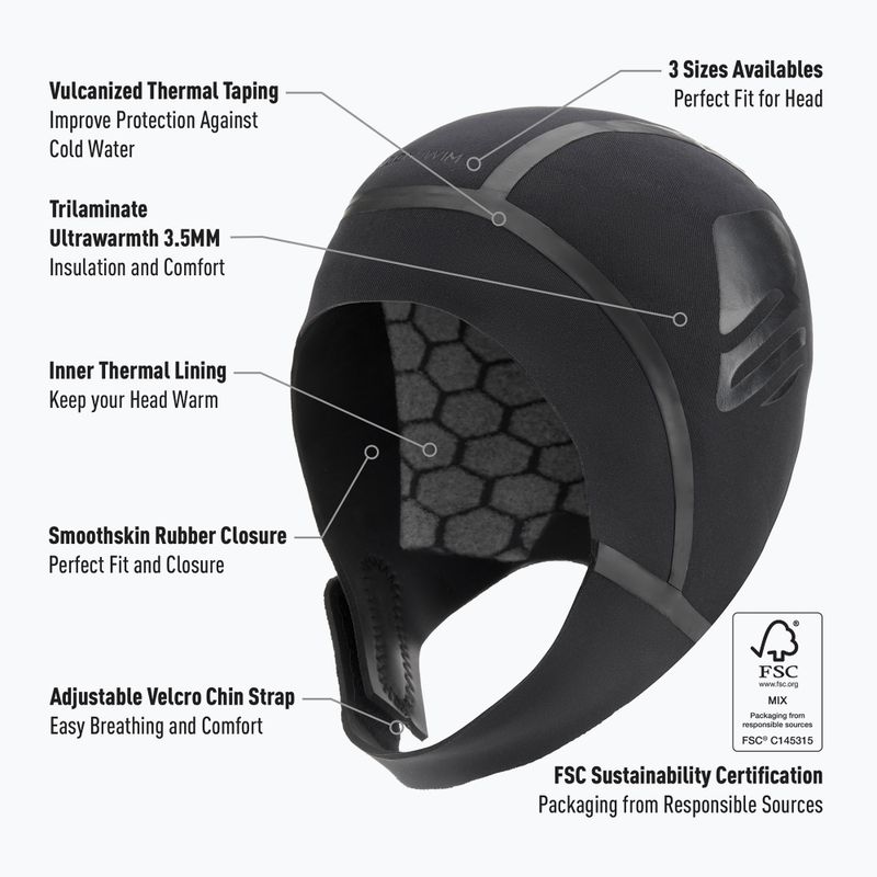 Neoprenová čepice BuddySwim Ultra Warmth 3.5 mm black 3