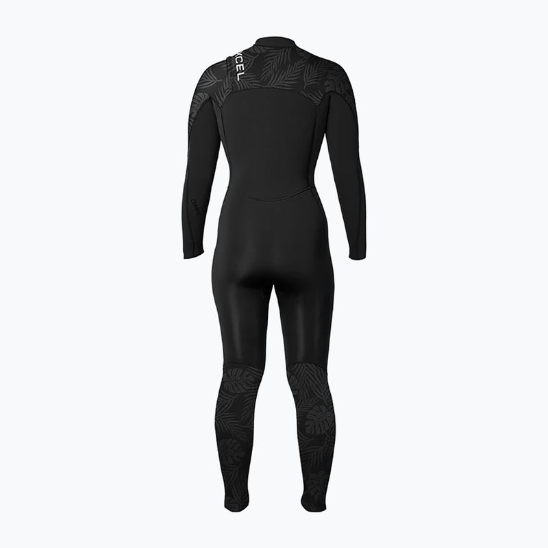 Dámský plavecký neopren Xcel Comp 3/2 mm Full black/black palm/monstera print 2