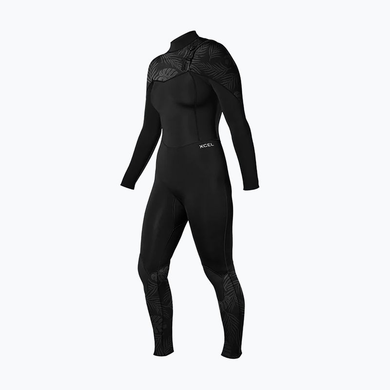 Dámský plavecký neopren Xcel Comp 3/2 mm Full black/black palm/monstera print 3