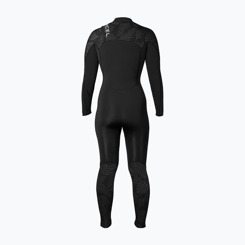 Dámský plavecký neopren Xcel Comp 4/3 mm Full black/black palm/monstera print 2