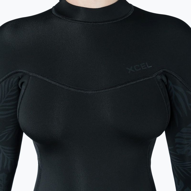 Dámský plavecký neopren Xcel Axis Back Zip Spring 2 mm black/palm/monstera print 3