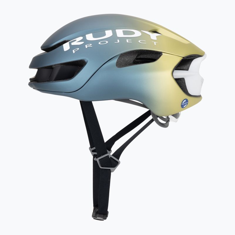 Cyklistická helma Rudy Project Nytron blue avio/apple green metal matte 3