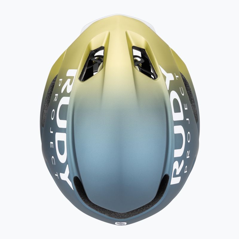 Cyklistická helma Rudy Project Nytron blue avio/apple green metal matte 6