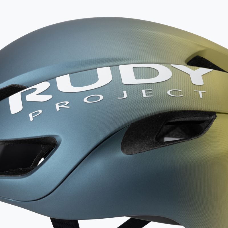 Cyklistická helma Rudy Project Nytron blue avio/apple green metal matte 7