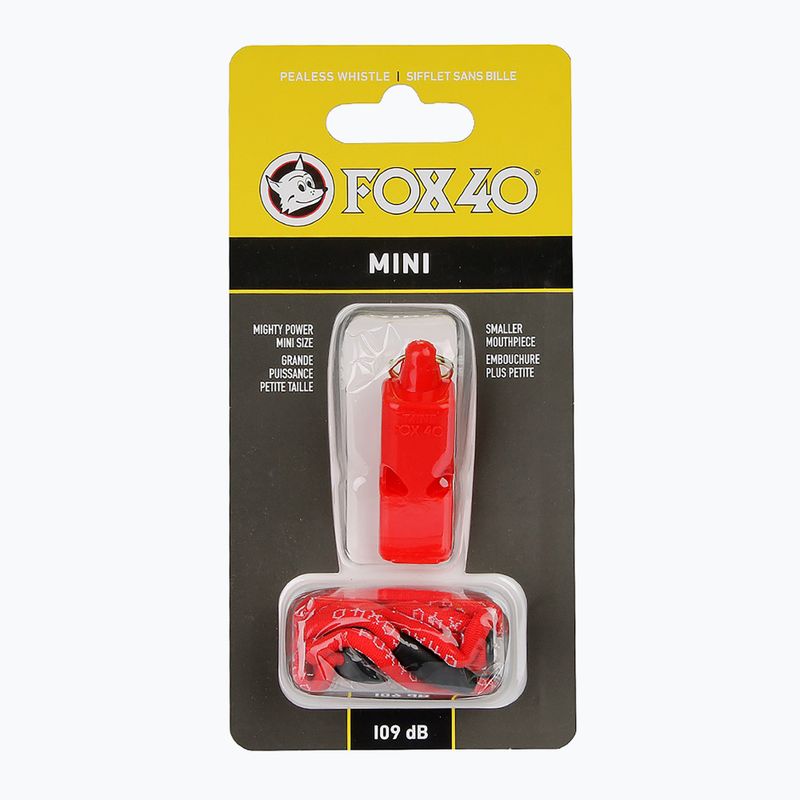 Píšťalka se šňůrkou Fox 40 Mini Safety červená 2