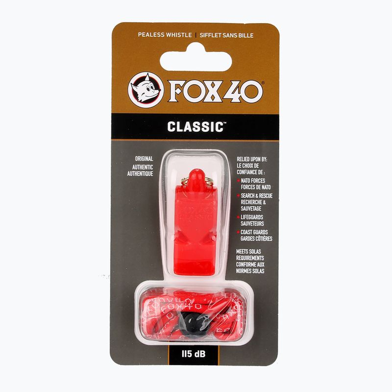 Píšťalka se šňůrkou Fox 40 Classic Safety červená 2