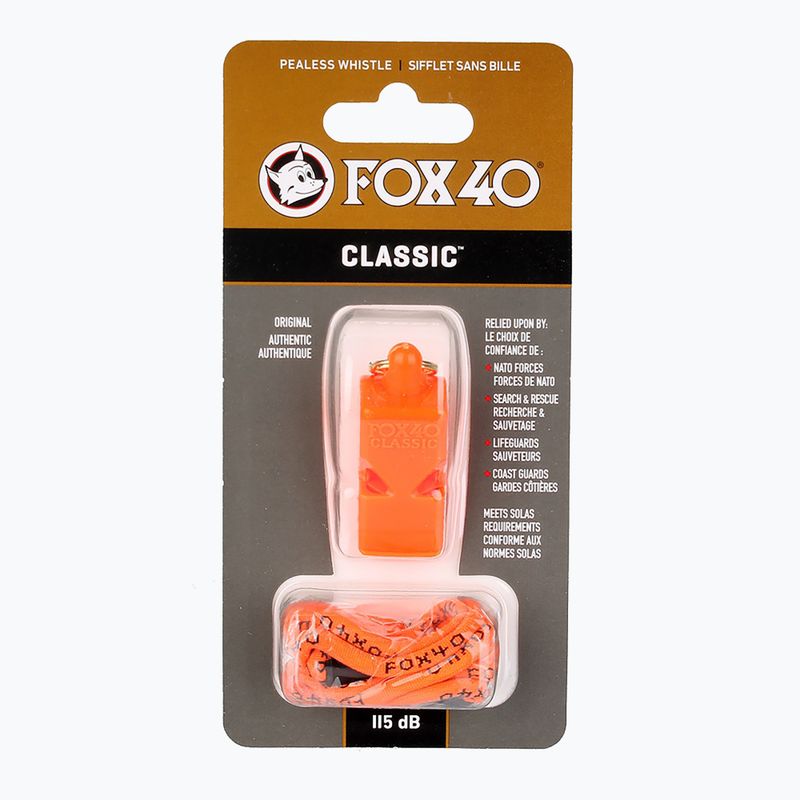 Fox 40 Classic Bezpečnostní oranžová píšťalka se šňůrou 2