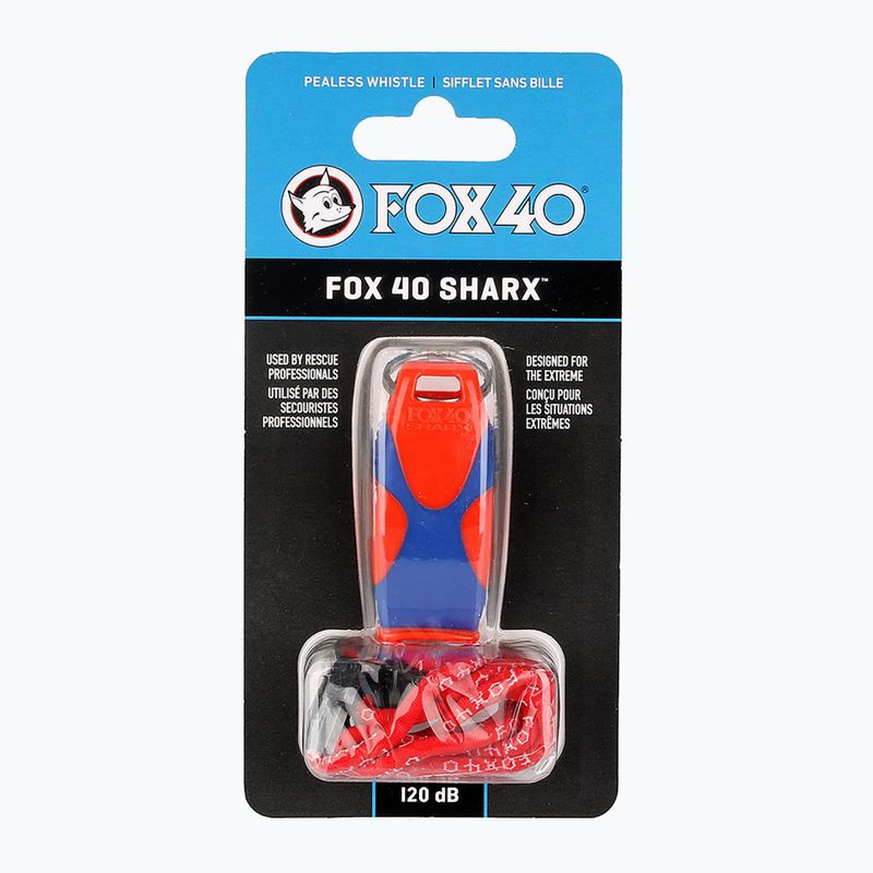 Fox 40 Sharx Bezpečnostní oranžová/modrá píšťalka se šňůrkou 3