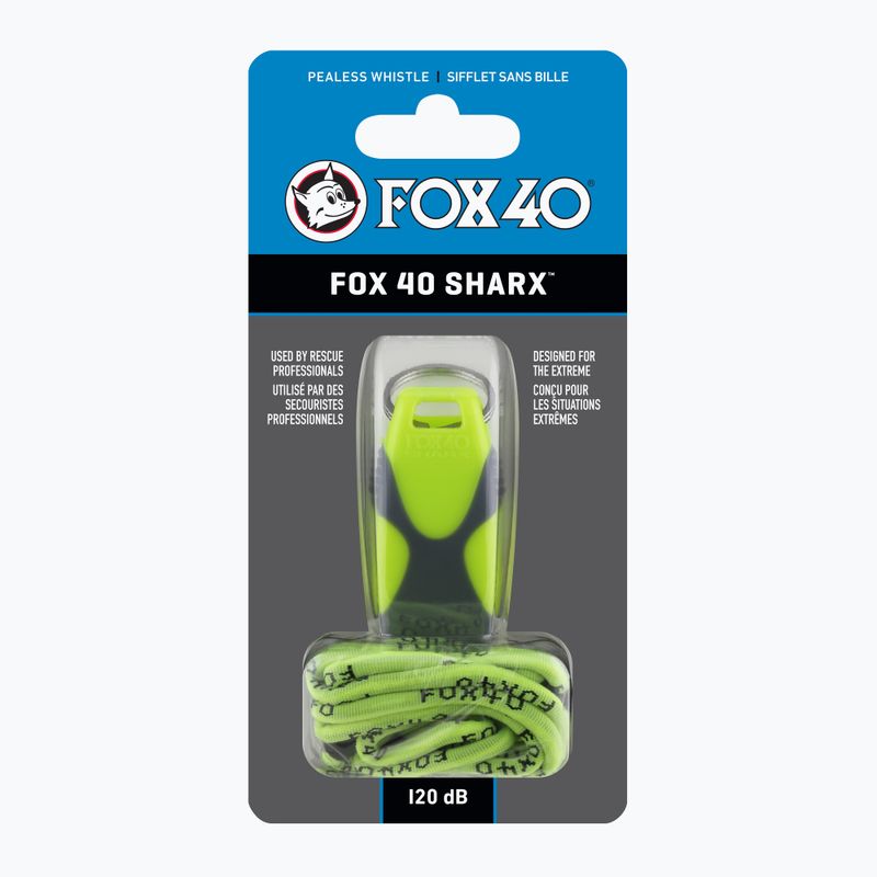 Fox 40 Sharx Bezpečnostní neonová/šedá píšťalka se šňůrkou