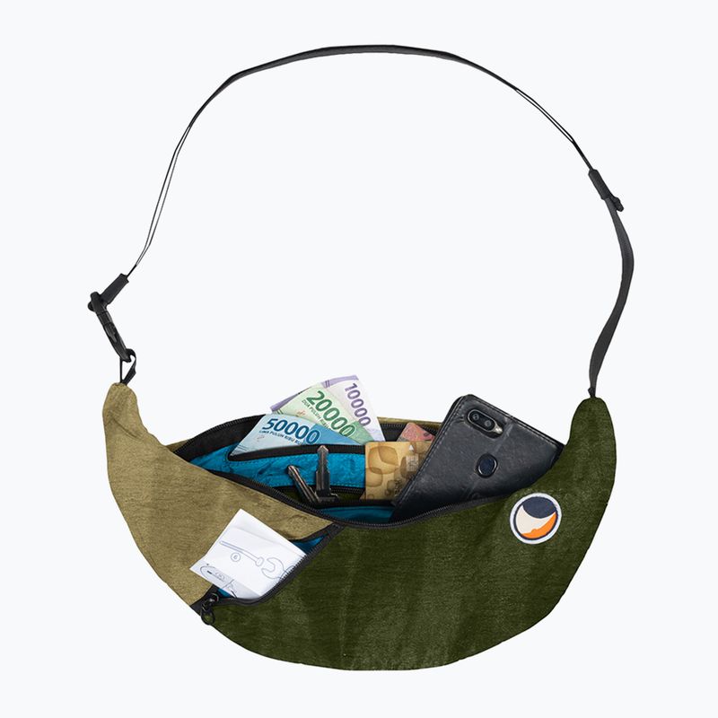 Taška Ticket To The Moon Upcycled Sling army green/brown