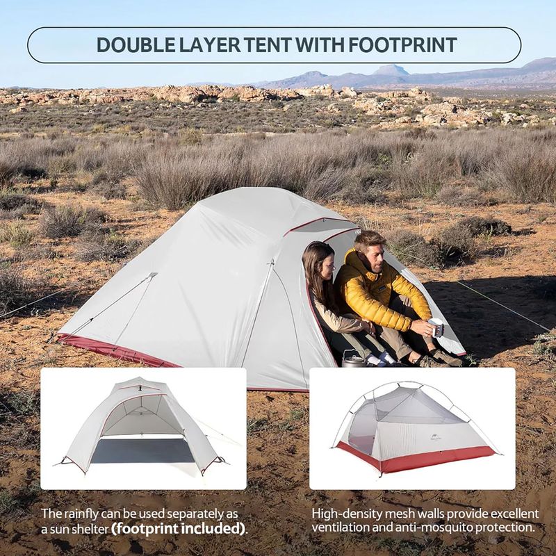 Trekový stan pro 3 osoby  Naturehike Updated Cloud Up 3 light grey/red 10