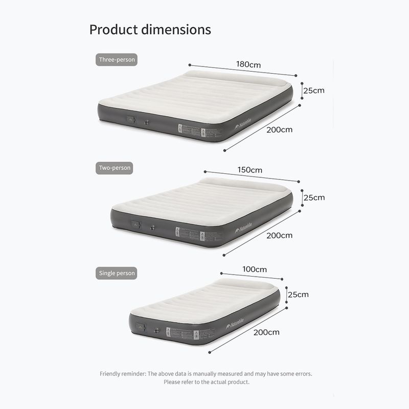 Nafukovací matrace Naturehike Chenjing with Pillow Triple grey 2