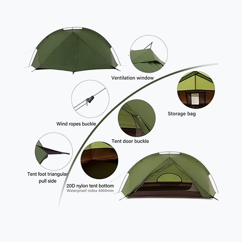 Trekový stan pro 2 osoby Naturehike Tagar 2 forest green 3