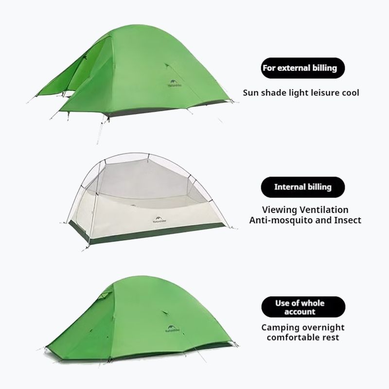 Trekový stan 1os Naturehike Cloud Up 1 Base 210T bud green 2