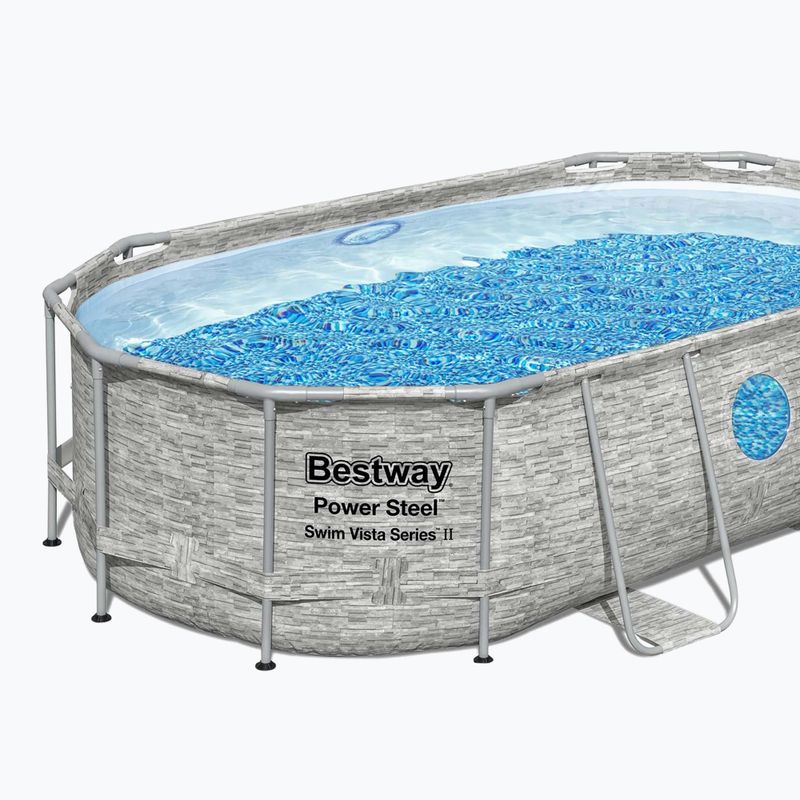Bazén s kovovou konstrukcí Bestway Power Steel Swim Vista Series Oval Pool Set 427x250 cm šedý 2
