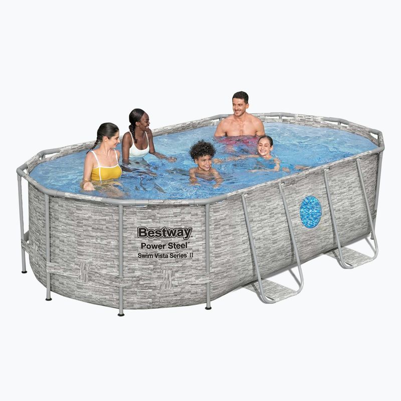 Bazén s kovovou konstrukcí Bestway Power Steel Swim Vista Series Oval Pool Set 427x250 cm šedý 5