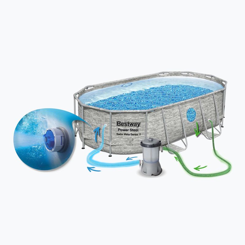 Bazén s kovovou konstrukcí Bestway Power Steel Swim Vista Series Oval Pool Set 427x250 cm šedý 7