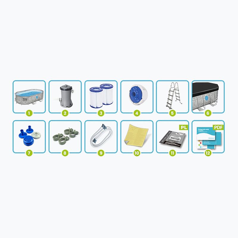 Bazén s kovovou konstrukcí  Bestway Power Steel Swim Vista Series Oval Pool Set 427 x 250 cm šedý 10