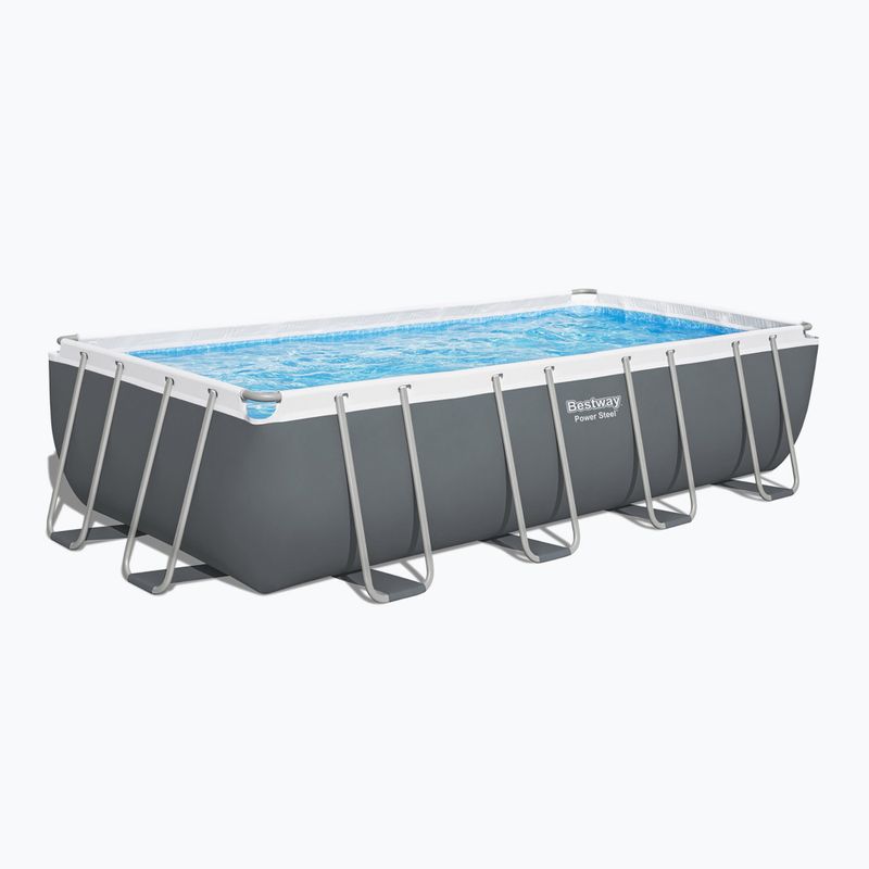 Bazén s kovovou konstrukcí  Bestway Power Steel Rectangular Pool Set 56465N 549 x 274 cm tmavě šedý  2