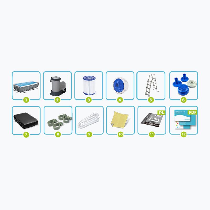Bazén s kovovou konstrukcí  Bestway Power Steel Rectangular Pool Set 56465N 549 x 274 cm tmavě šedý  9