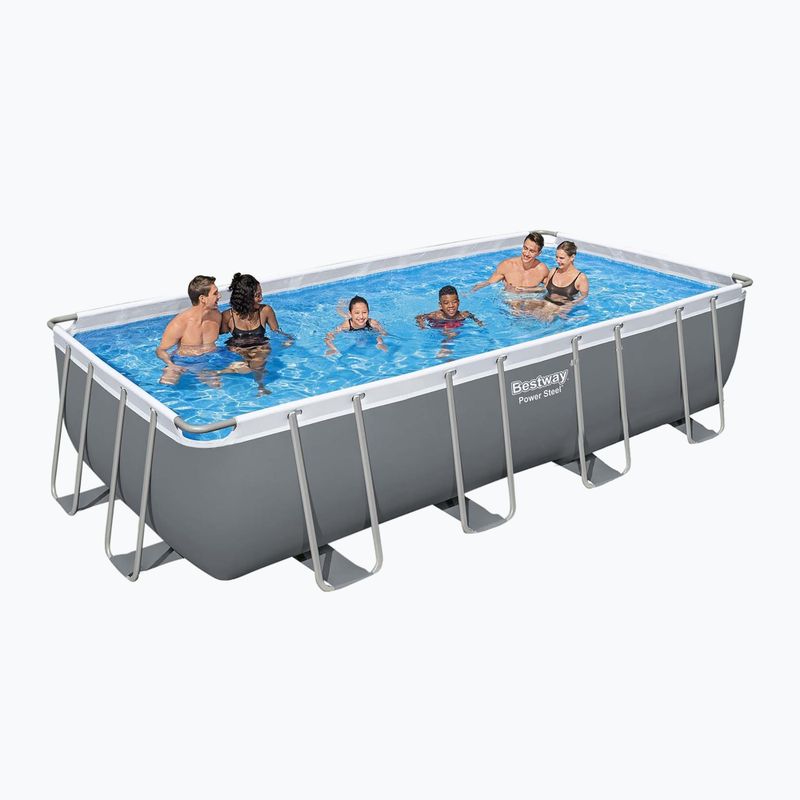 Bazén s kovovou konstrukcí  Bestway Power Steel Rectangular Pool Set 56466N 549 x 274 cm tmavě šedý  2