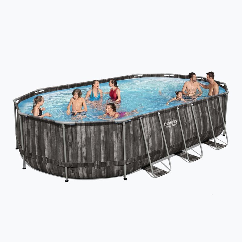 Bazén s kovovou konstrukcí  Bestway Power Steel Oval Pool Set 610 x 366 cm hnědý 2