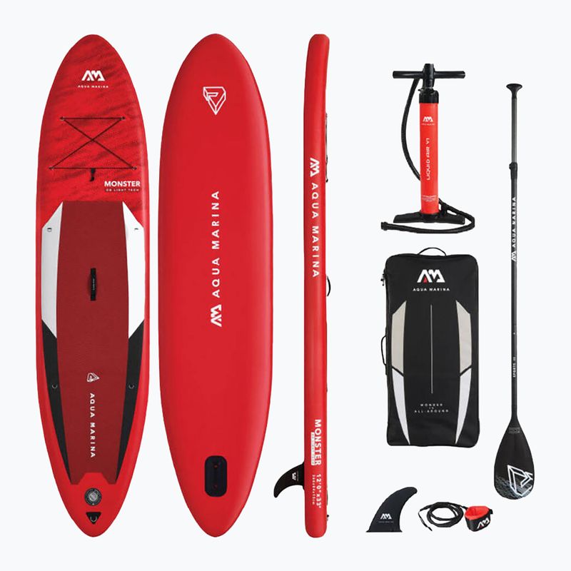 Prkno SUP Aqua Marina Monster - All-Around iSUP, 3,66 m/15 cm, s pádlem a bezpečnostním vodítkem červené BT-21MOP