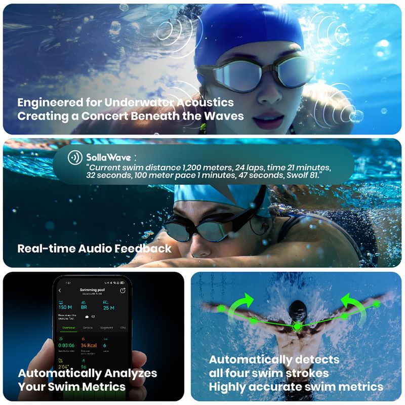 Plavecké brýle Holoswim Solla Wave AI Music silver 8