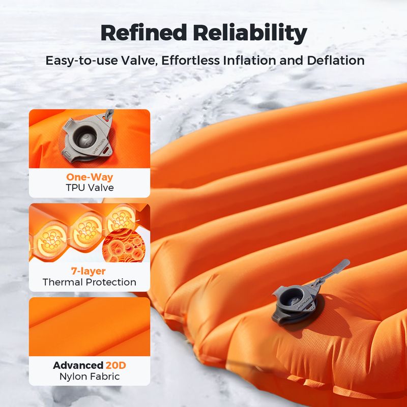 Nafukovací matrace Flextail Zero R05 Regular orange 12
