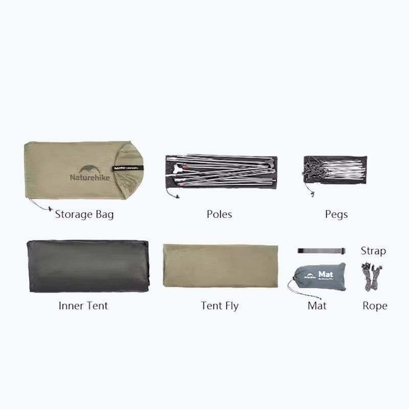 Trekový stan pro 3 osoby Naturehike Cloud Up 3 Pro 20D light gray/red 2