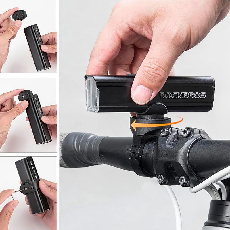 Přední cyklistické světlo Rockbros 24610002001 Front Light 1000 Lumen black 6