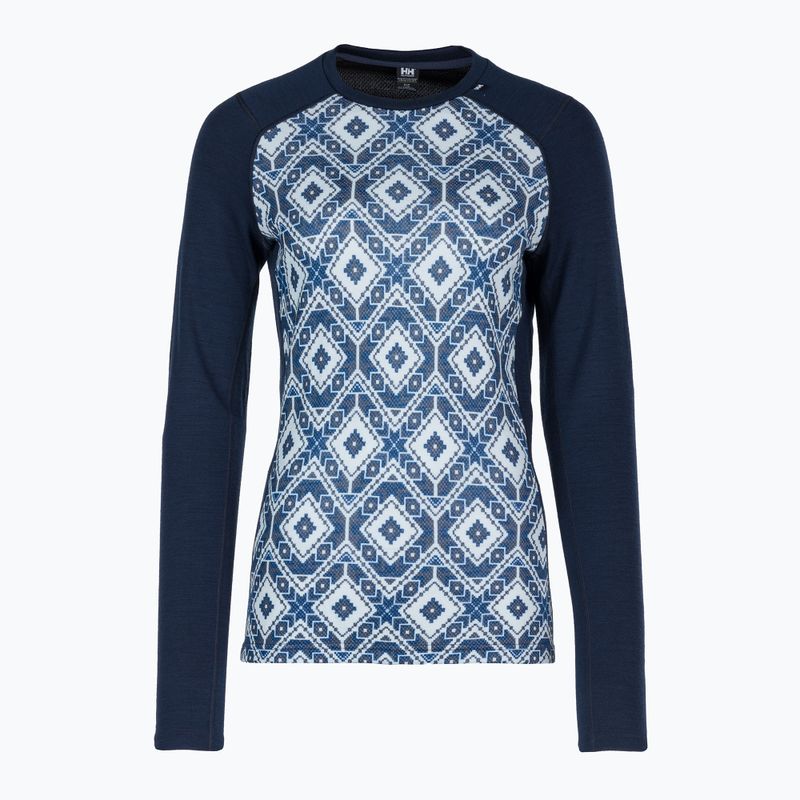 Dámská termoakční mikina Helly Hansen Lifa Merino Midweight Graphic Crew navy star pixel 5