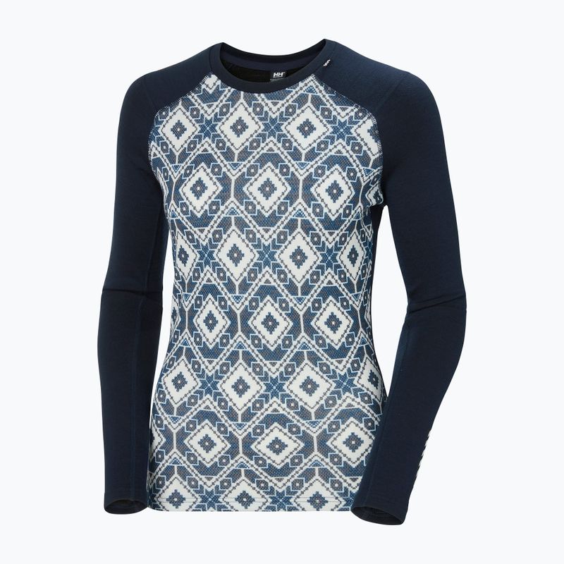 Dámská termoakční mikina Helly Hansen Lifa Merino Midweight Graphic Crew navy star pixel 9