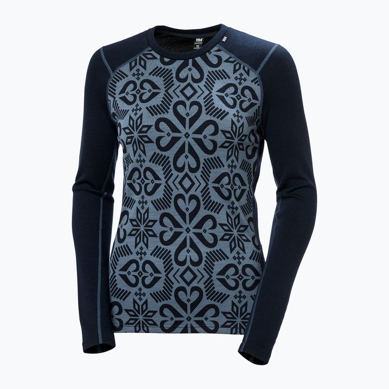 Dámská termoakční mikina Helly Hansen Lifa Merino Midweight Graphic Crew navy nordic rose aop 5