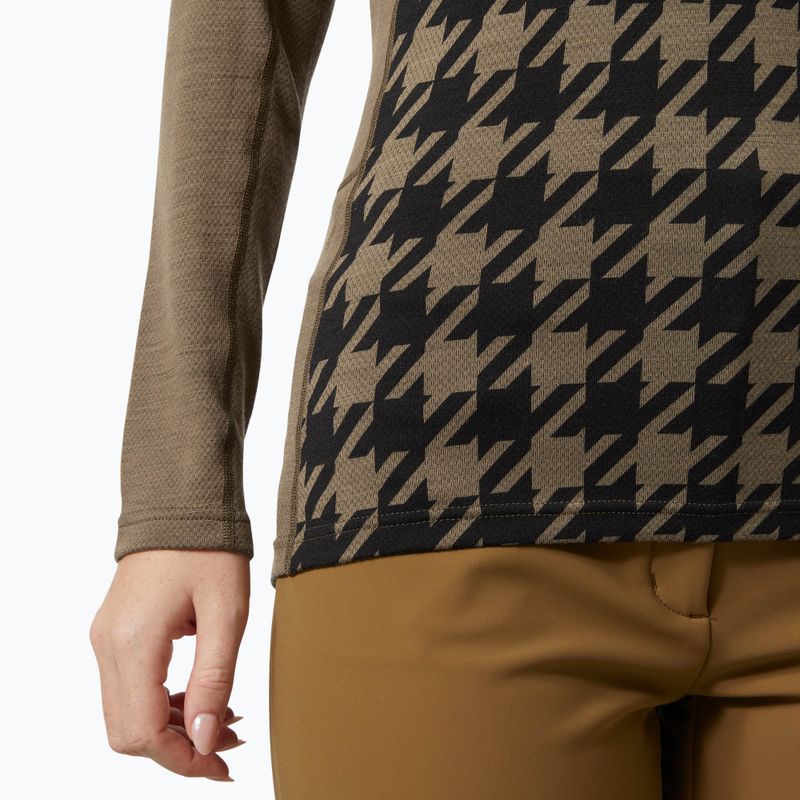 Dámská termoakční mikina Helly Hansen Lifa Merino Midweight Graphic Crew sepia houndstooth aop 4
