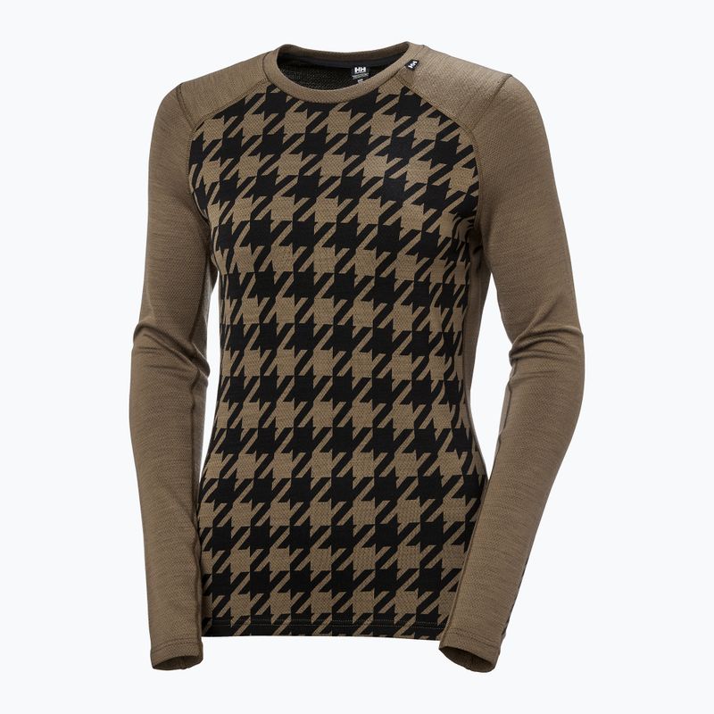 Dámská termoakční mikina Helly Hansen Lifa Merino Midweight Graphic Crew sepia houndstooth aop 5