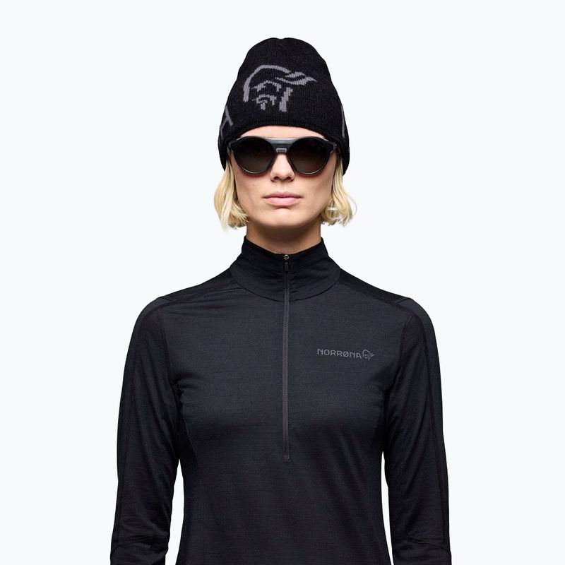Zimní čepice NORRONA MerinoUll Logo Beanie caviar melange 2