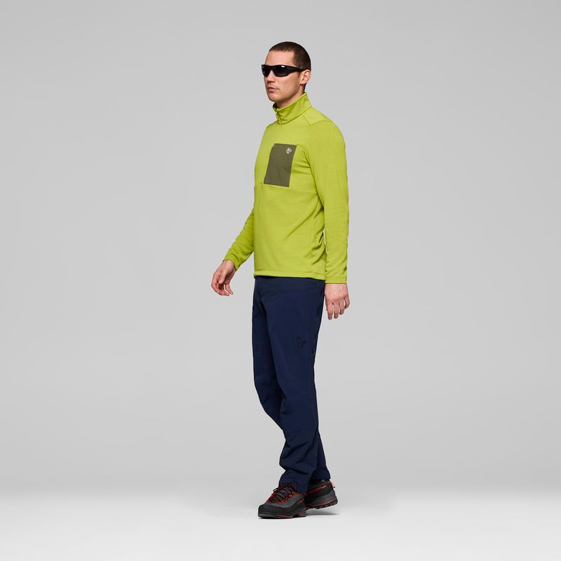 Pánská trekingová mikina NORRONA Femund Warm1 Zip Neck golden lime/olive night 4