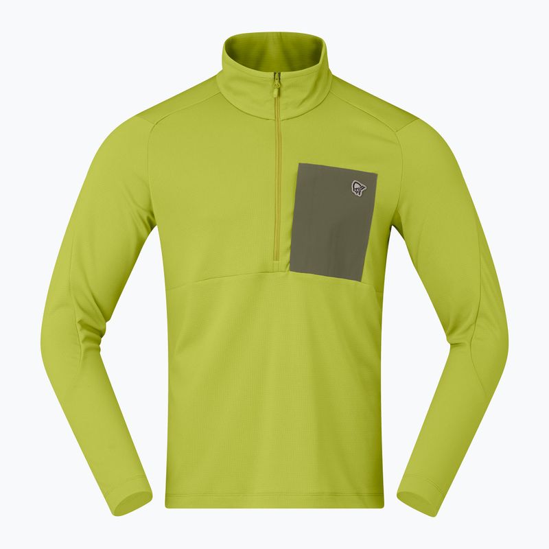 Pánská trekingová mikina NORRONA Femund Warm1 Zip Neck golden lime/olive night 5